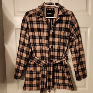Monki Women's Plaid Jacket - Black and Tan